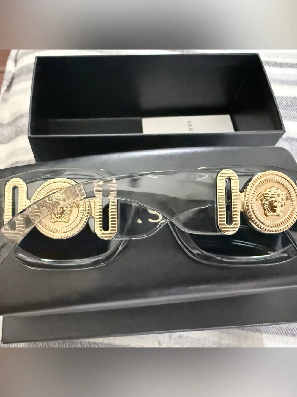 Versace Black Frame Silver Mirrored Lens Sunglasses